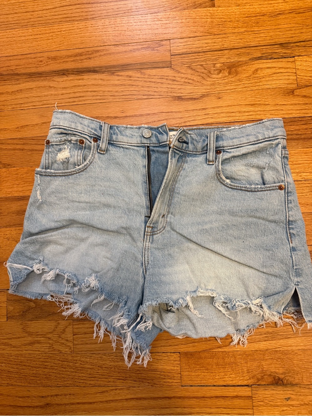 Abercrombie & Fitch Light Blue Distressed Denim Cutoff Shorts